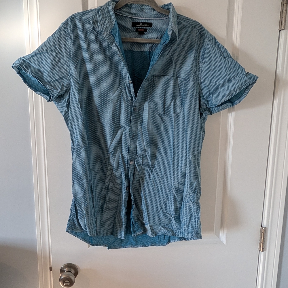 Marc Anthony Light Blue Casual Button Down Shirt
